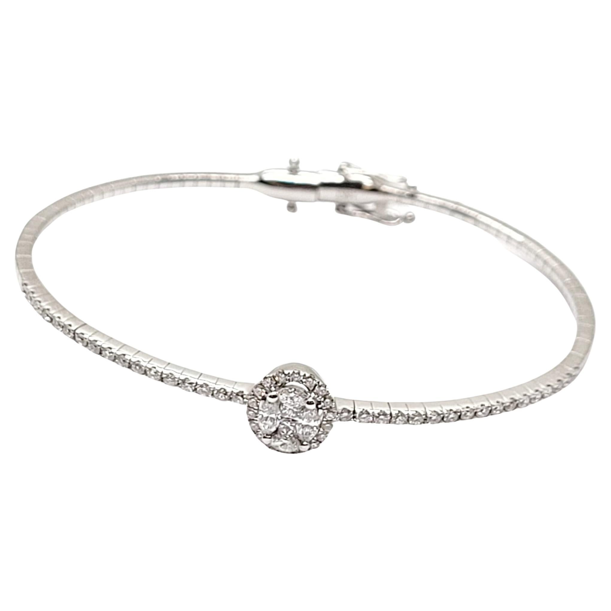 Andreoli Bracelet jonc en or 18 carats avec diamants invisibles de forme ronde