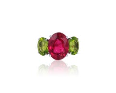 Andreoli Rubelite Peridot Platinum Ring