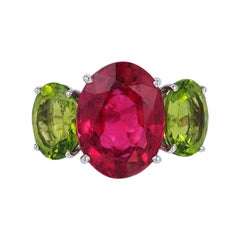 Andreoli Rubelite Peridot Platinum Ring