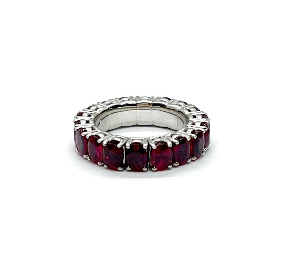 Contemporary Andreoli Ruby 18 Karat White Gold Stretchy Ring For Sale