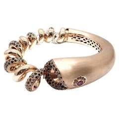 Andreoli Ruby Black Diamond 18 Karat Rose Gold Snake Bracelet