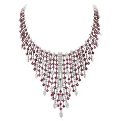 Andreoli Ruby Diamond 18 Karat White Gold Necklace
