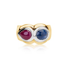 Andreoli Sapphire Ruby 18 Karat Two-Tone Gold Ring