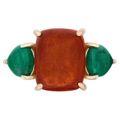 Andreoli Spessartite Emerald 18 Karat Yellow Gold Ring