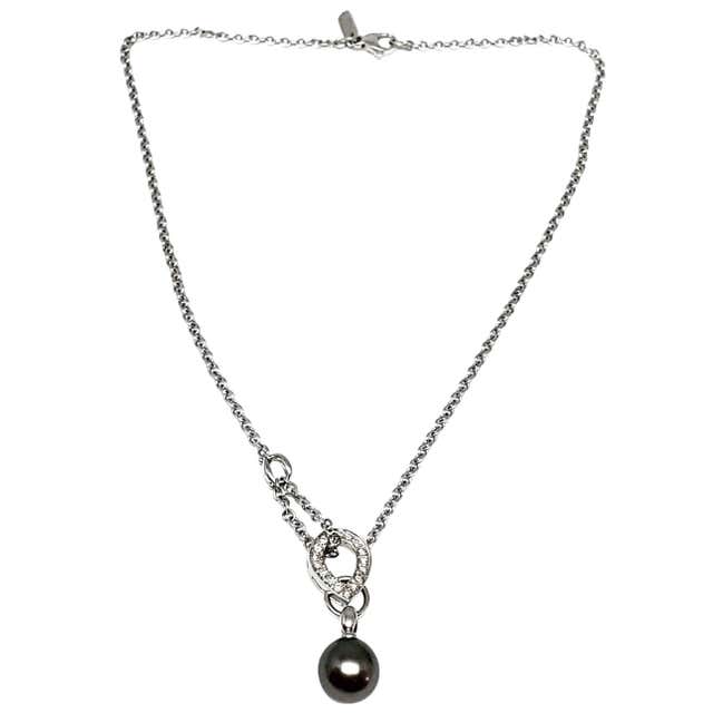 Andreoli Pearl Diamond 18 Karat Gold Drop Necklace For Sale at 1stDibs