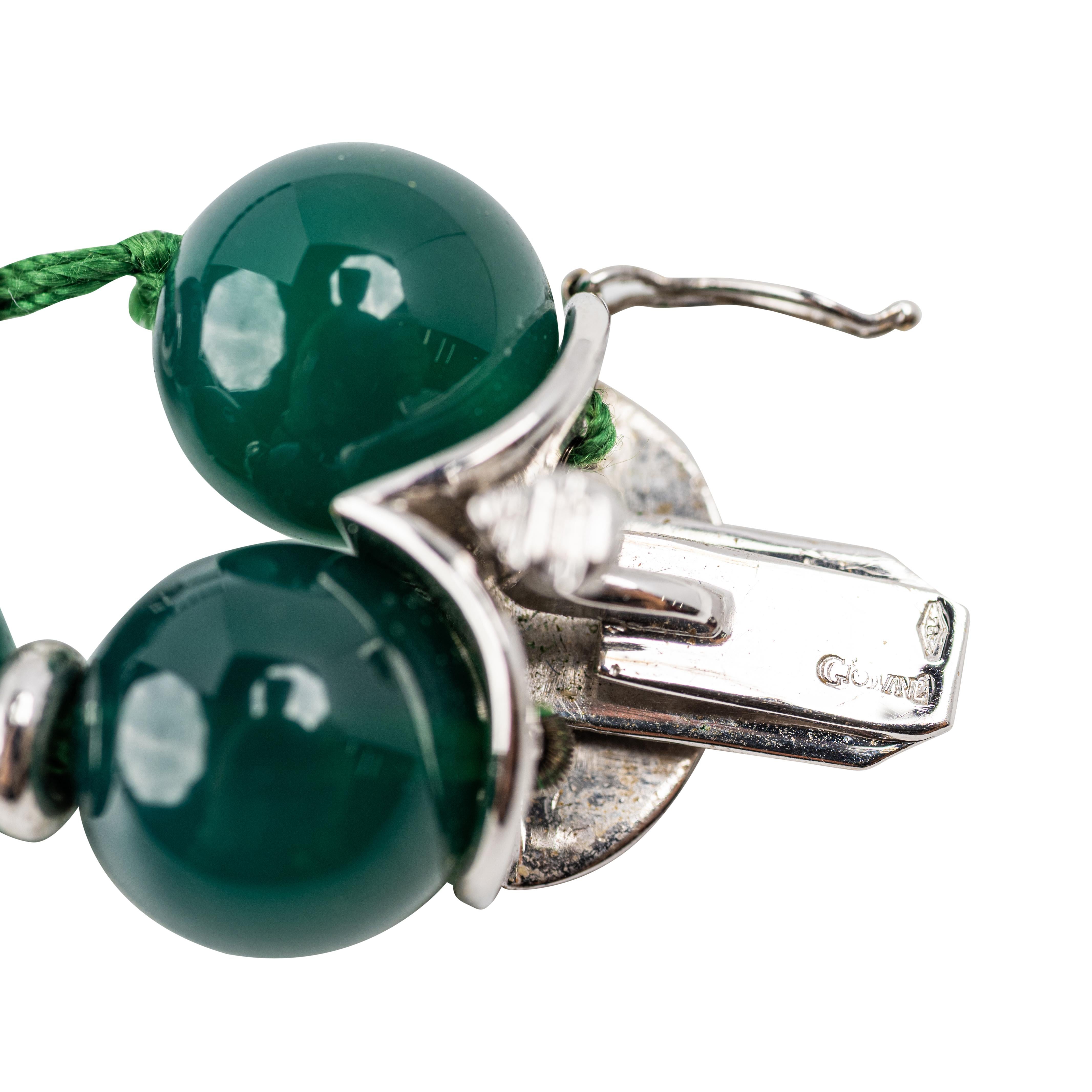 Andreoli Two-Strand Emerald Bead Necklace with Diamond-Set Floral Clasp Bon état - En vente à Palm Beach, FL
