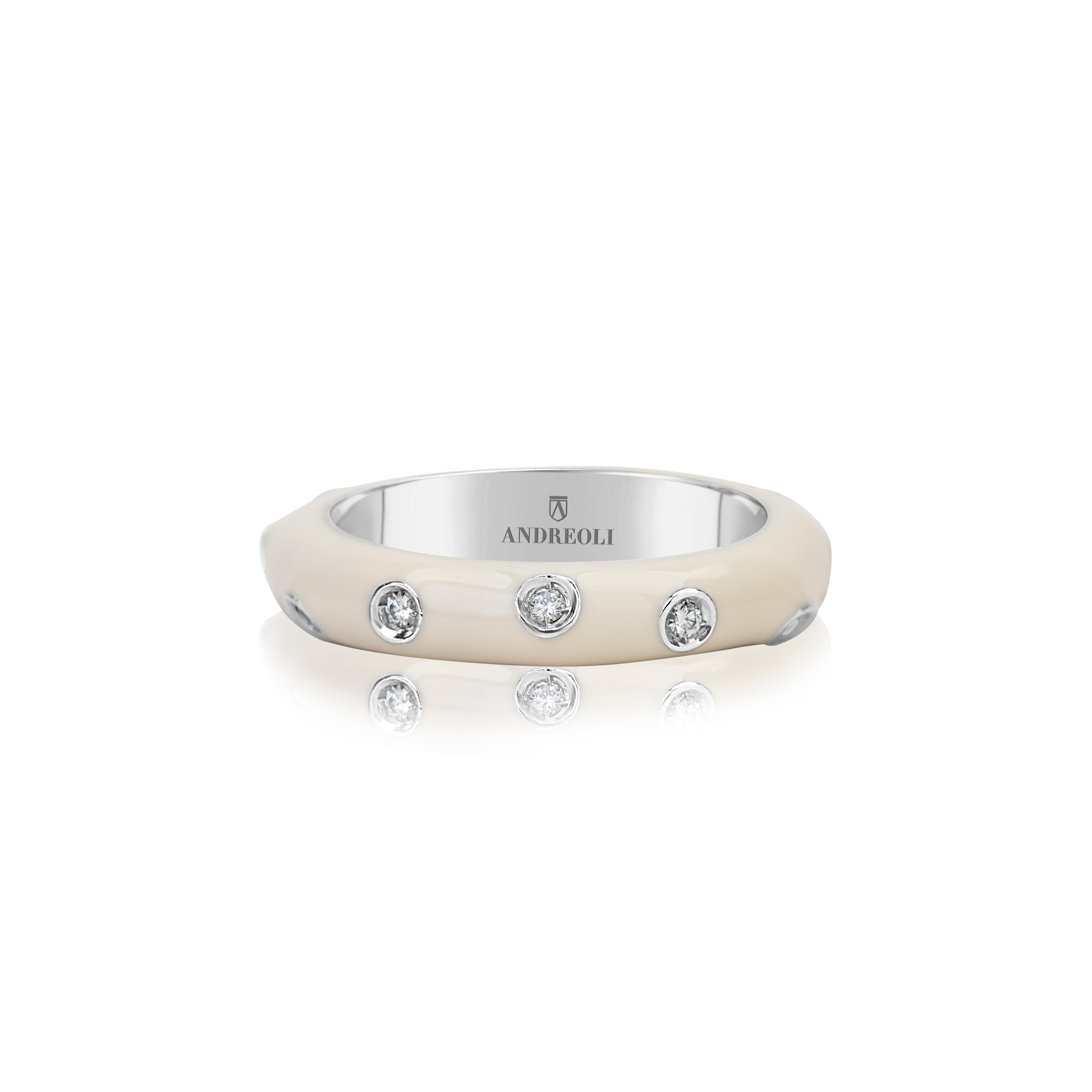 Andreoli White Enamel Diamond Band Ring 18k White Gold

this Andreoli ring features:
- 0.17 carat diamond
- 9.10 gram 18 karat white gold
- White Enamel
- Made in Italy
- 3 sizes available: 6, 6.5, and 7