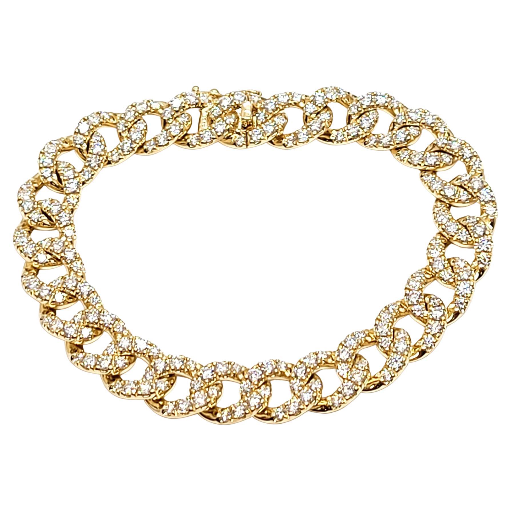 Andreoli Yellow Gold and Diamond Link Bracelet For Sale