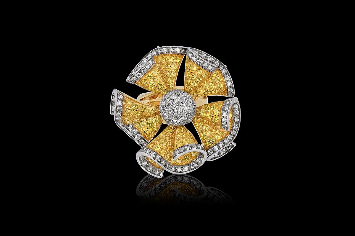 yellow sapphire flower ring