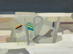 Grande peinture à l'huile surréaliste française - Scène figurative