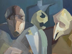 French Surrealist Oil Painting Abstract Figurative Scene