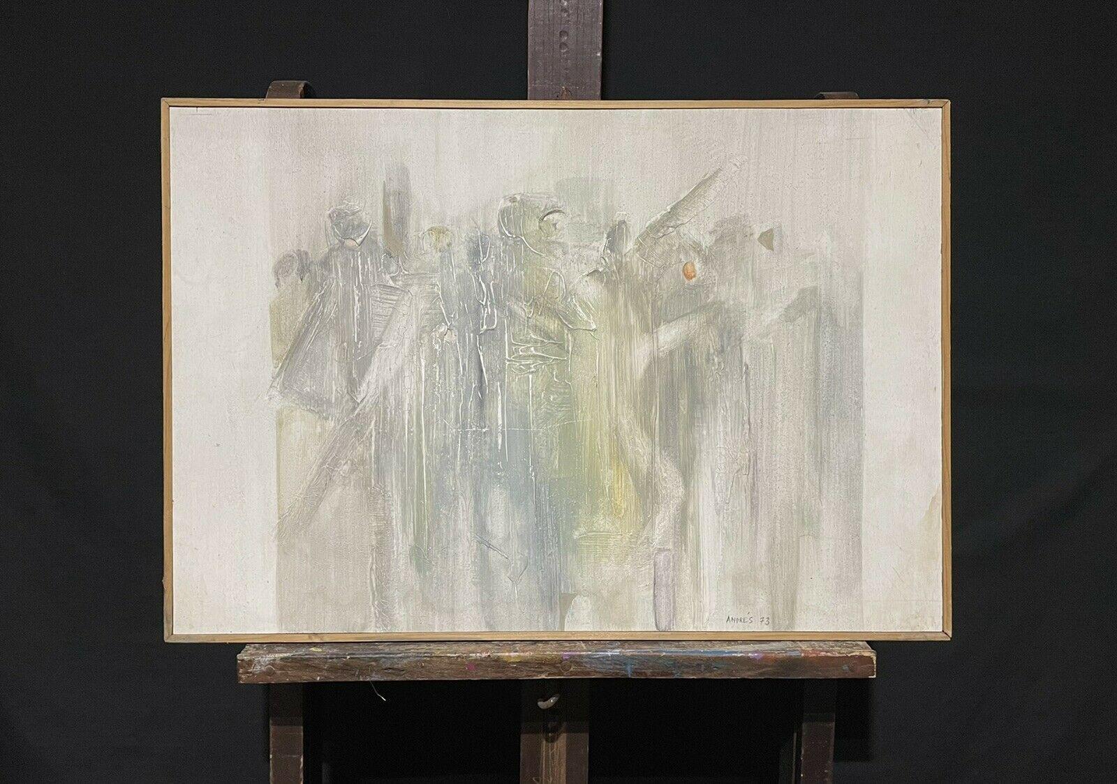 Pittura a olio surrealista francese Scena figurativa cubista XX secolo - Painting di Andres