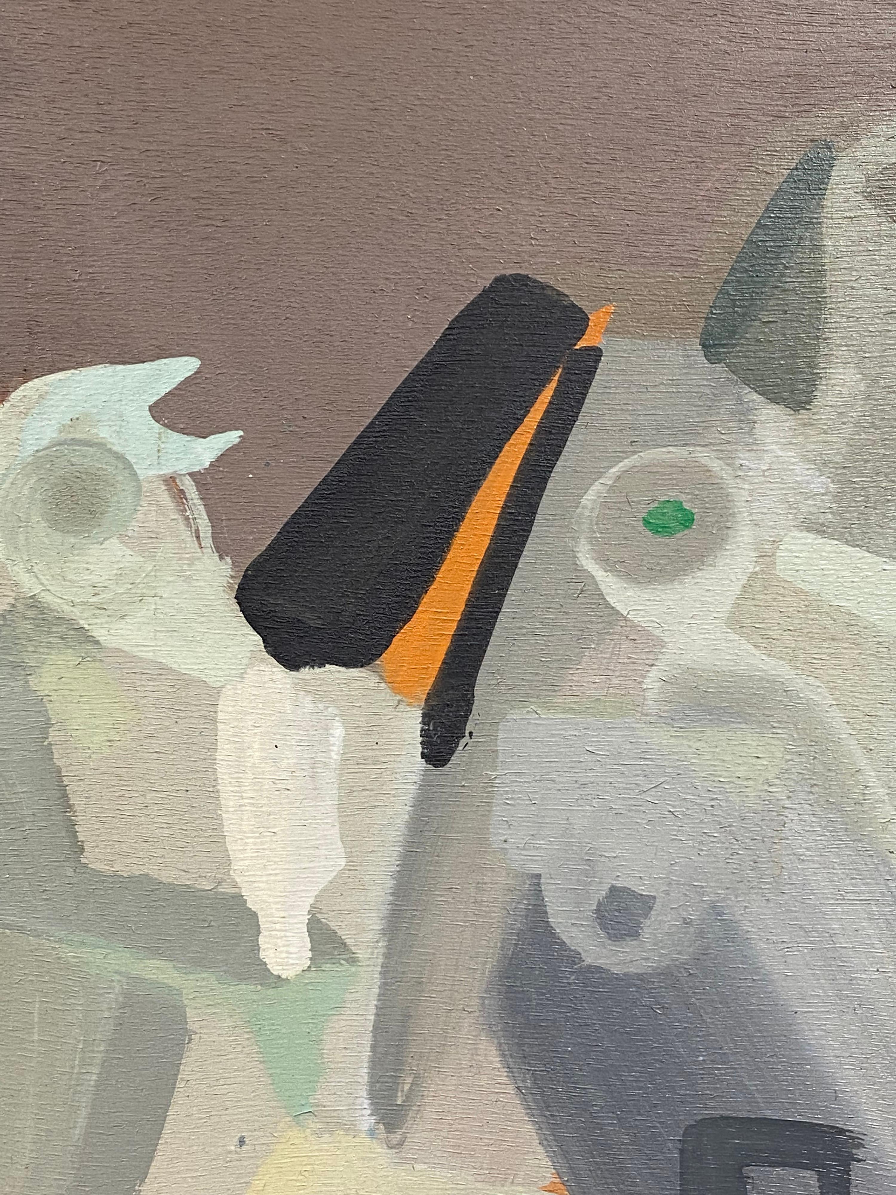 Pittura ad olio surrealista francese Scena figurativa - Forme astratte blu - Painting Surrealismo di Andres