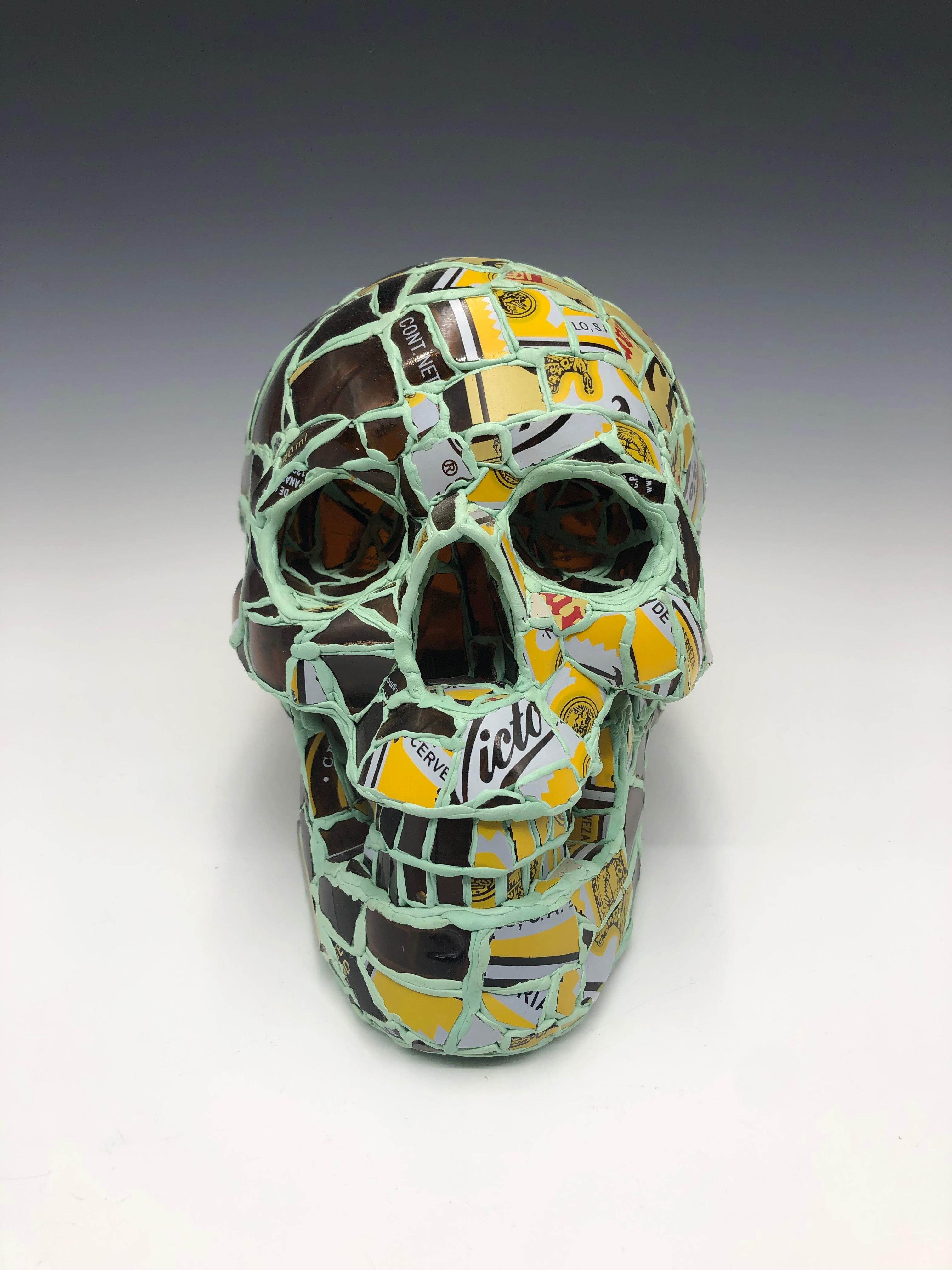 Andres Barsuto Figurative Sculpture - Victoria - Glass Mosaic Skull Sculpture