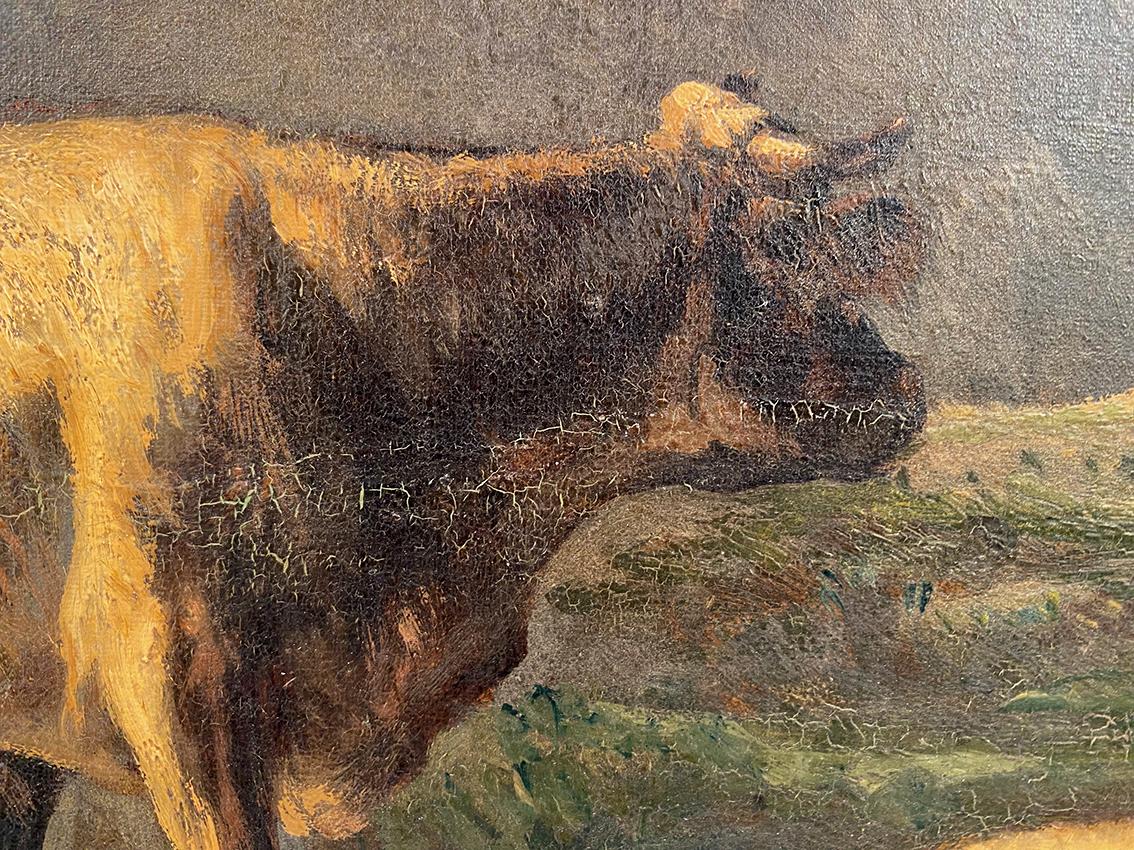 Andre Cortes (1812- 1879), paysage aux vaches et moutons. Huile sur toile XIXe in vendita 6