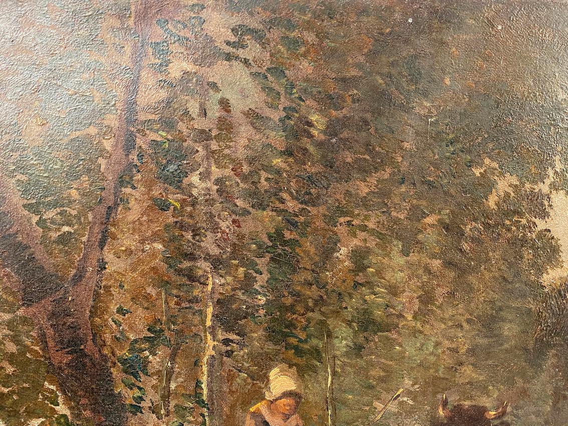 Andres Cortes (1812- 1879), paysage aux vaches et moutons. Huile sur toile XIXe im Angebot 4