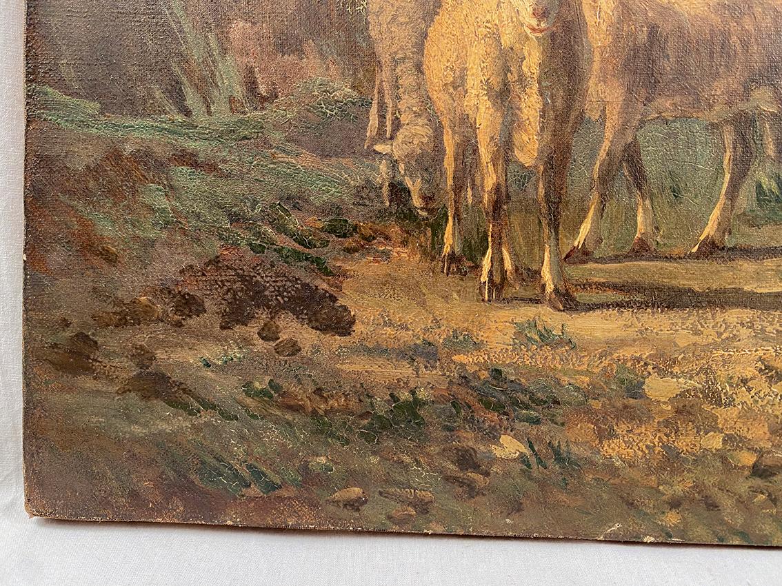 Andre Cortes (1812- 1879), paysage aux vaches et moutons. Huile sur toile XIXe in vendita 5