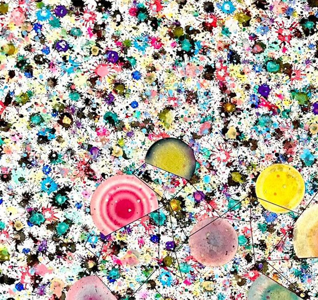 Konstellationen #2 Abstraktes Gemälde (Beige), Abstract Painting, von Andres Ferrandis