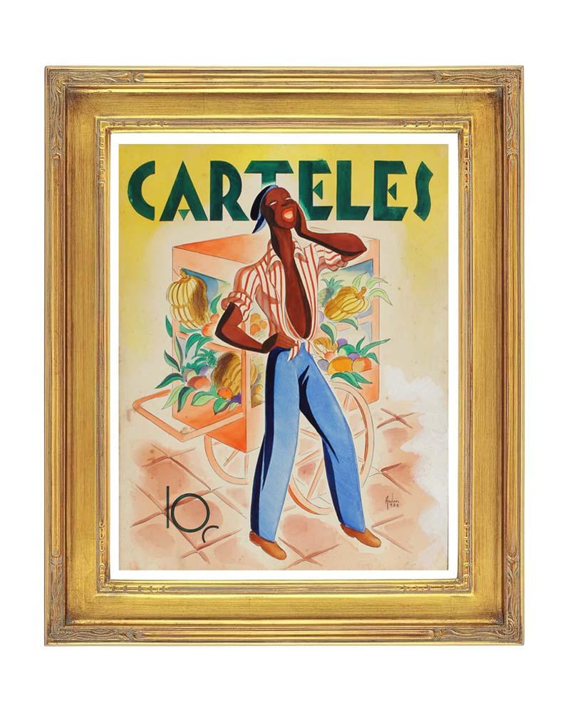 1938 Ilustración cubana Pintura al gouache Revista Carteles Andrés García Benítez