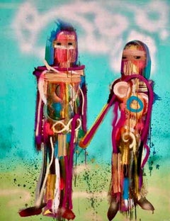 Soulmates, Painting in pastel colors of a couple holding hands by García-Pena