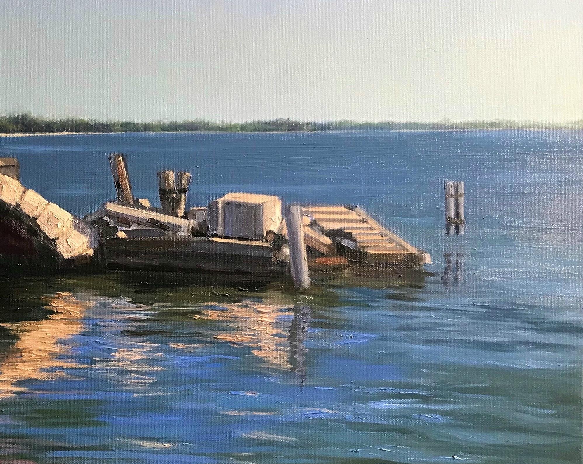 Réflexions sur le pont  Eau et paysages beauté de la nature, rêve américain - Painting de Andres Lopez