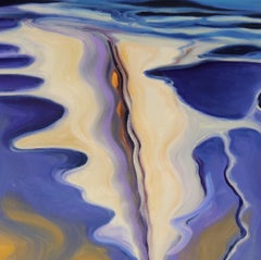 Vela verso il sole, riflesso nell'acqua, olio , Paesaggio astratto, Natura