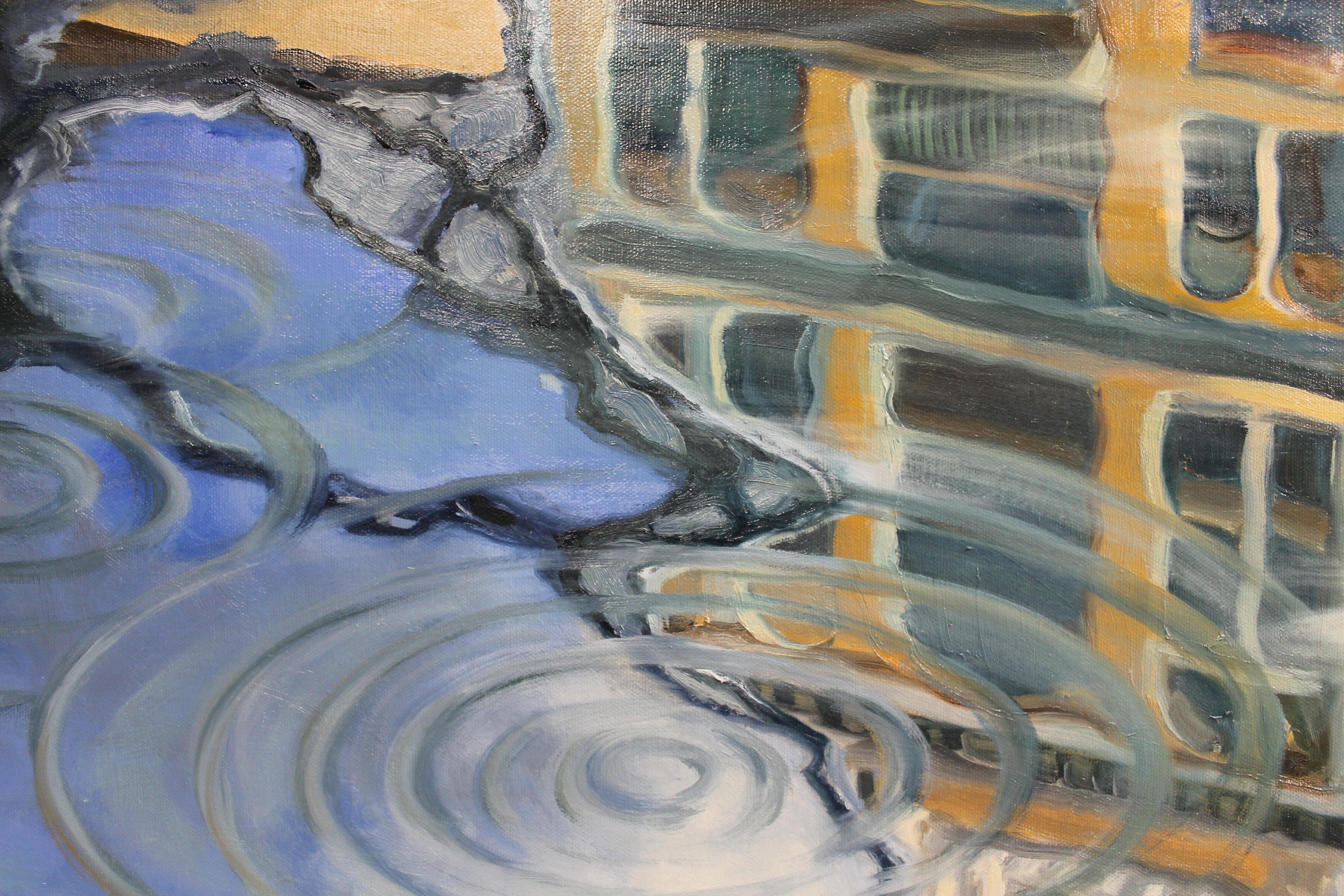 Der Gelbe Turm, Ölgemälde – Painting von Andres Lopez