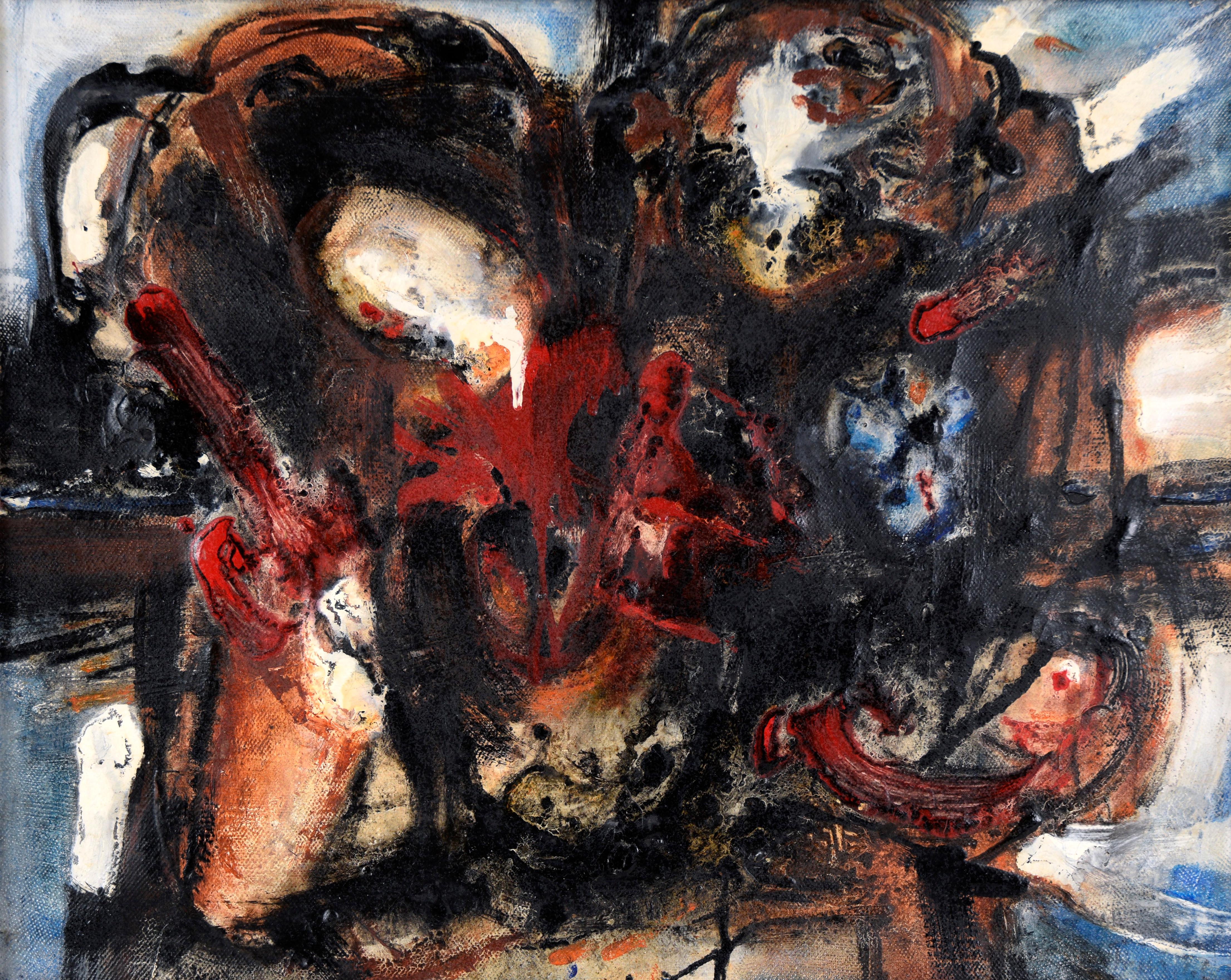 Dinamico pezzo espressionista astratto di metà secolo - Painting Postmoderno di Andres Montani
