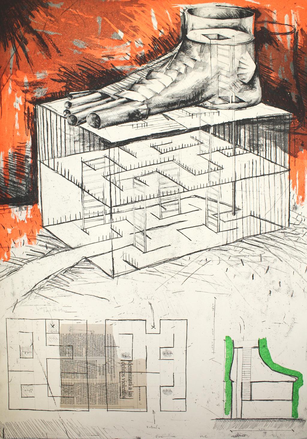 Andrés Nagel - UNTITLED 4
Datum der Gründung: 1991
Medium: Radierung und Collage auf Papier
Auflage: 75
Größe: 98 x 69 cm
Zustand: In sehr gutem Zustand und nie gerahmt
Beobachtungen: Radierung und Collage auf Papier, vom Künstler signiert und