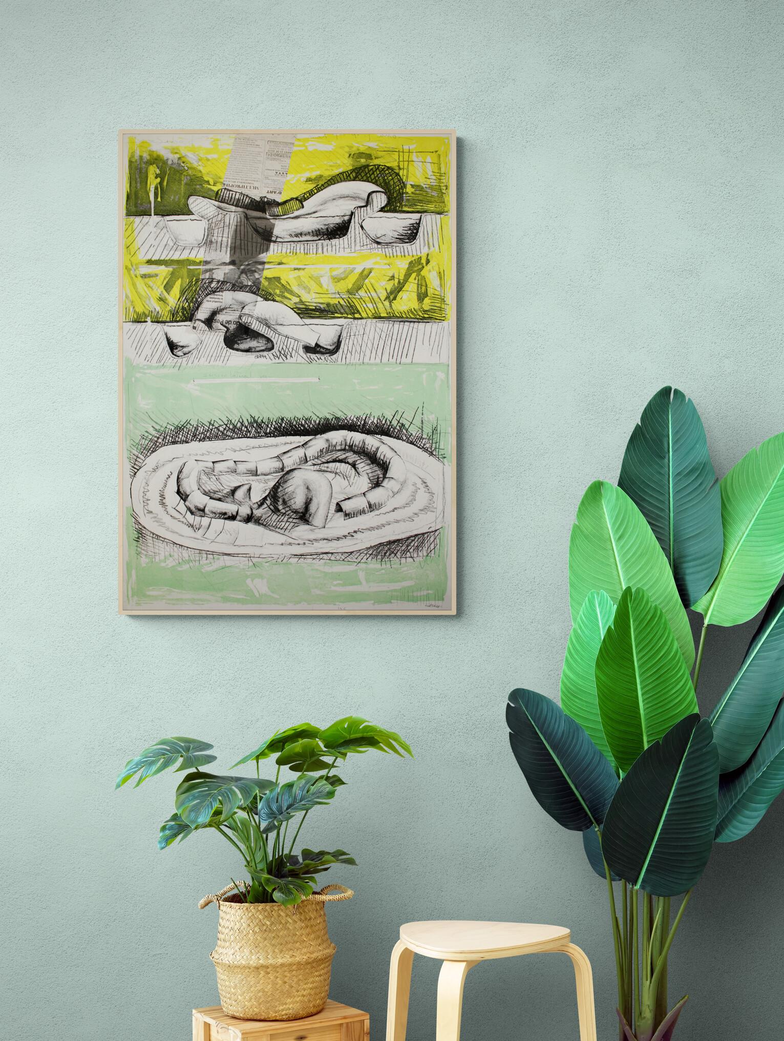 Andrés Nagel - UNTITLED 5 Etching & Collage Spanish Contemporary Conceptualism For Sale 1