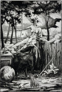 Spanish 1986 signed limited edition original art print etching 15x11 in.