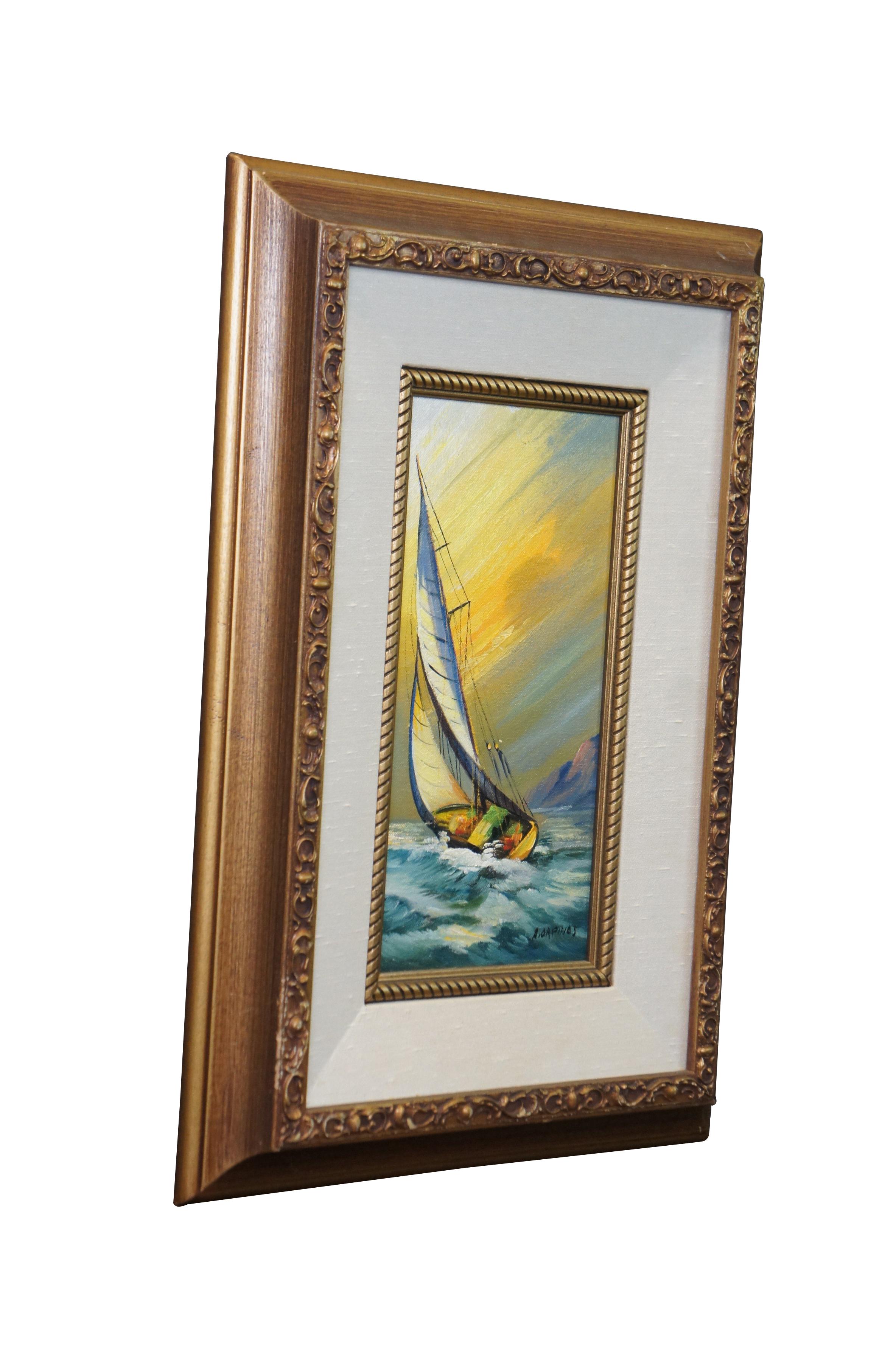 Andres Orpinas Nautical Sailboat Seascape Boat Oil Painting on Board 20
