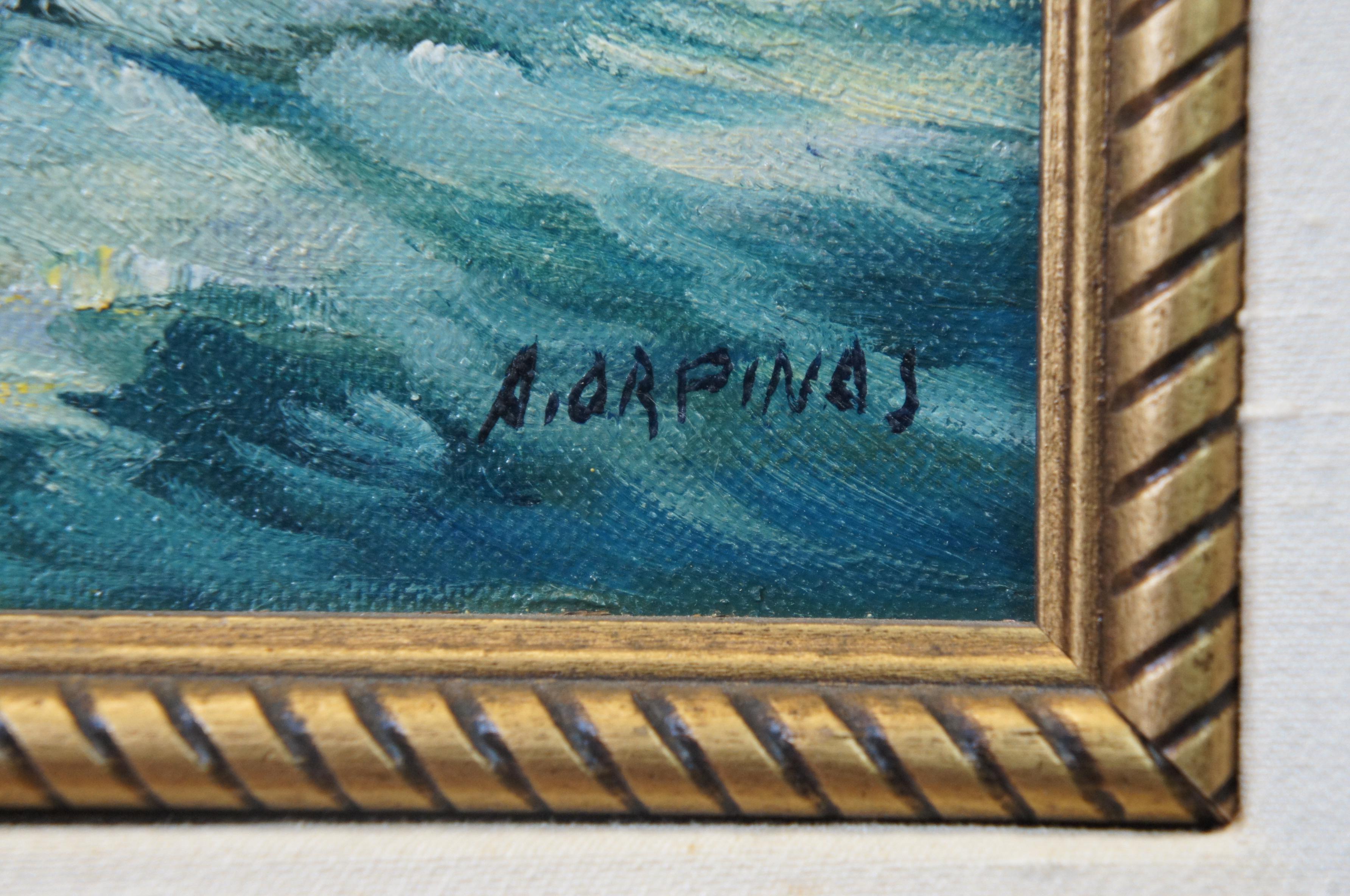 Andres Orpinas Nautical Sailboat Seascape Boat Oil Painting on Board 20