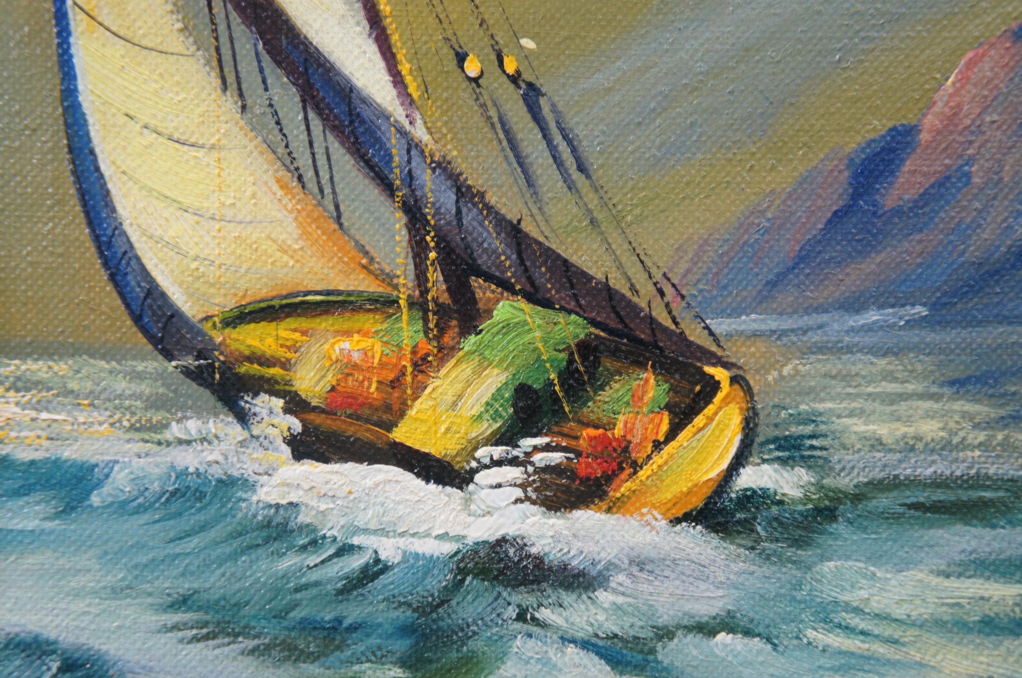 Andres Orpinas Nautical Sailboat Seascape Boat Oil Painting on Board 20