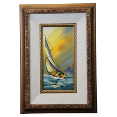 Andres Orpinas Nautical Sailboat Seascape Boat Oil Painting on Board 20"