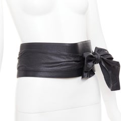 ANDRES OTALORA Viviendo Obi black leather tie front buckled wide belt