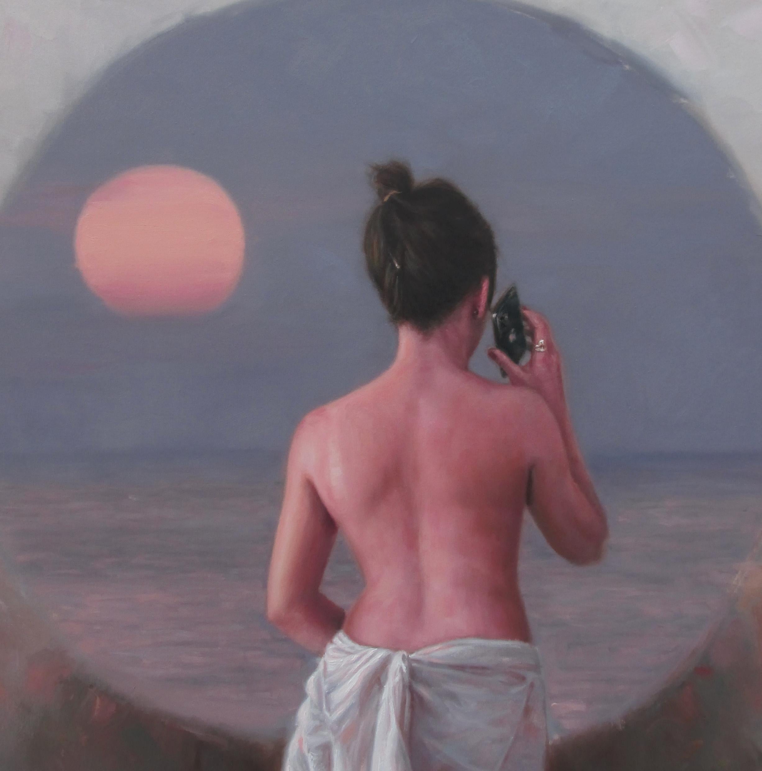 „Konversation mit dem Mond“  Weibliche kubanische Kunst Öl/Leinwand Figurative Kunst 39 