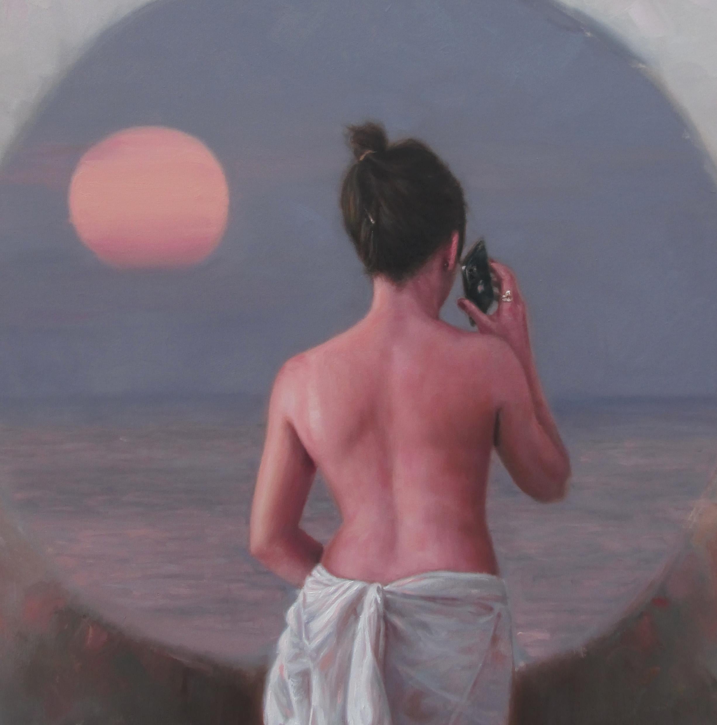 „Konversation mit dem Mond“  Weibliche kubanische Kunst Öl/Leinwand Figurative Kunst 39 
