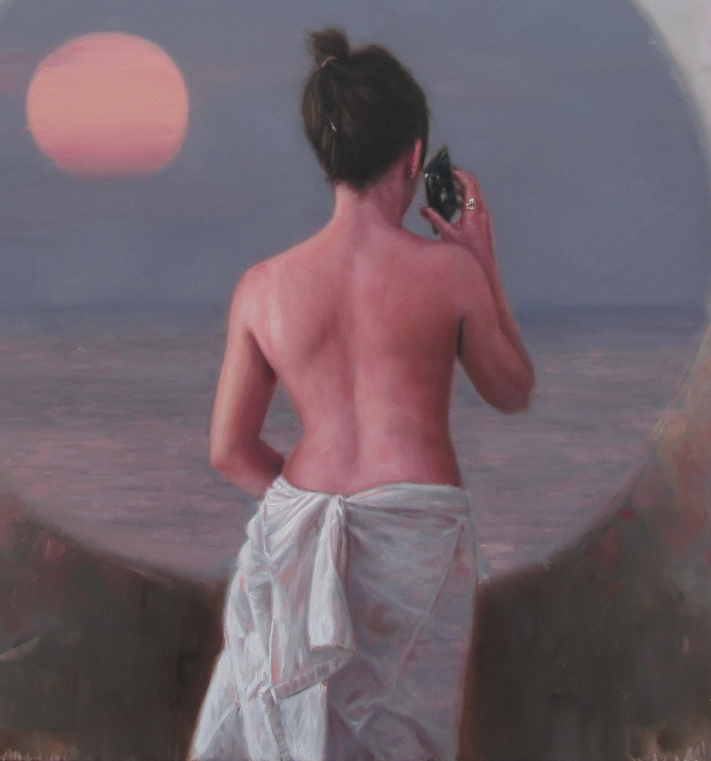 „Konversation mit dem Mond“  Weibliche kubanische Kunst Öl/Leinwand Figurative Kunst 39 