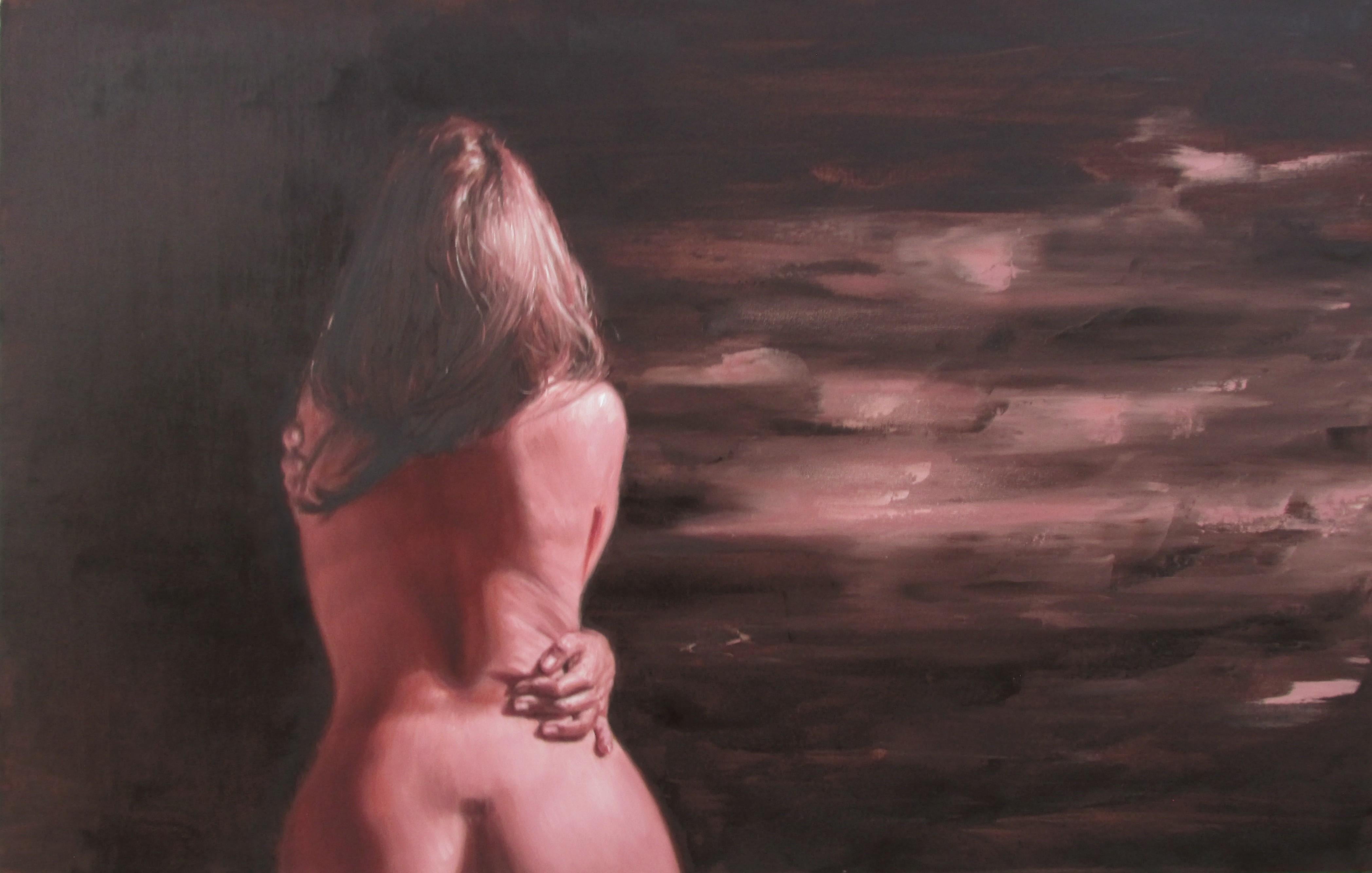 Figurative Painting de  ANDRES  RETAMERO VALENZUELA  - "Abrazo-Abrazo" óleo sobre lienzo. 28" x 43" Artista cubano  Arte Figurativo Emociones