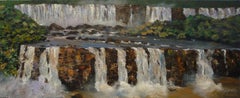 3400 Seven water jumps at IguazÃº, Painting, Oil on MDF Panel
