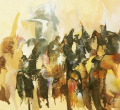 4477 Brave horsemen heroes old, Painting, Oil on Canvas