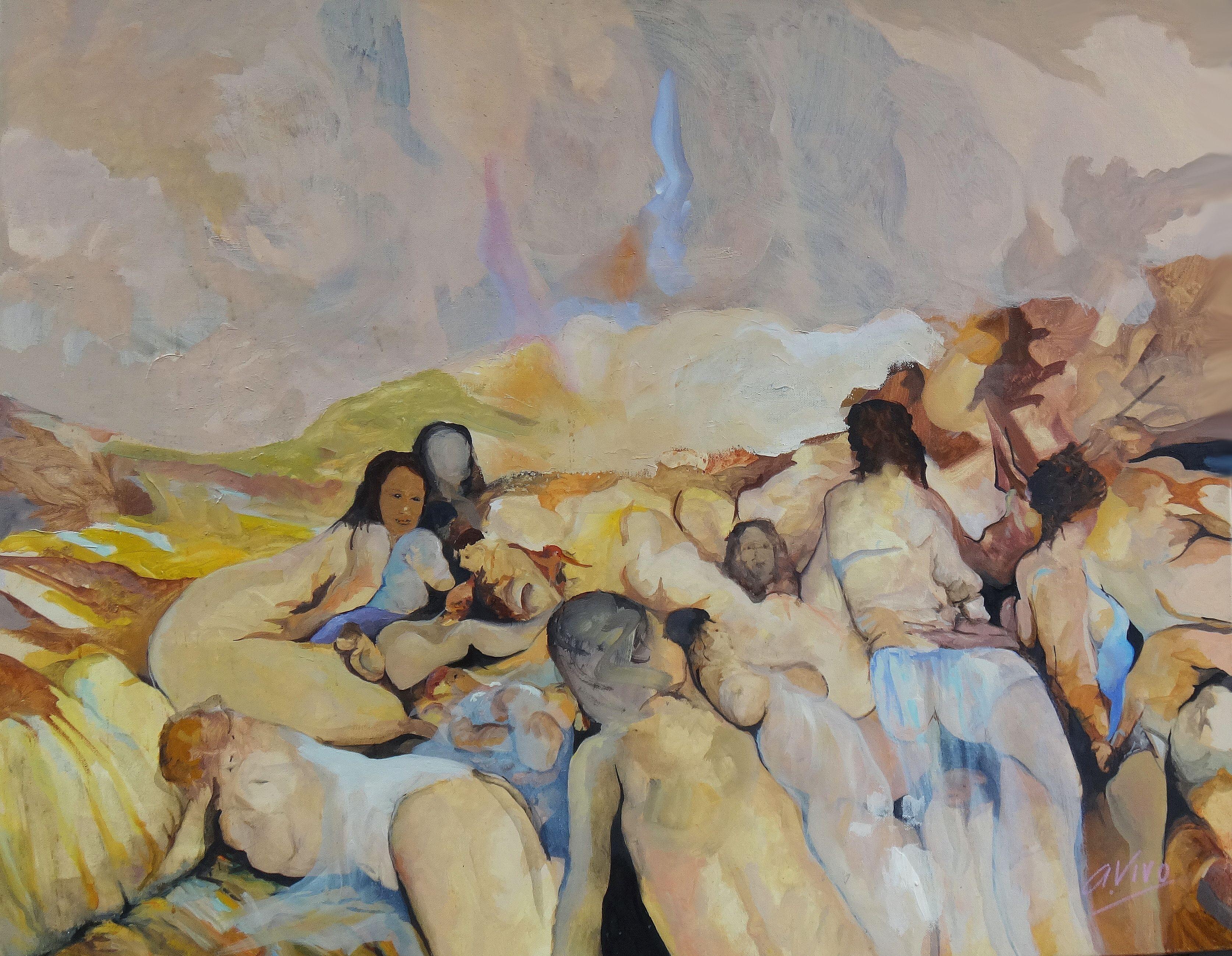Andres Vivo Nude Painting – 4500 Transformaciones, Gemälde, Öl auf Leinwand