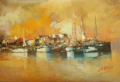 Peinture, huile sur toile, port de Breton 4774