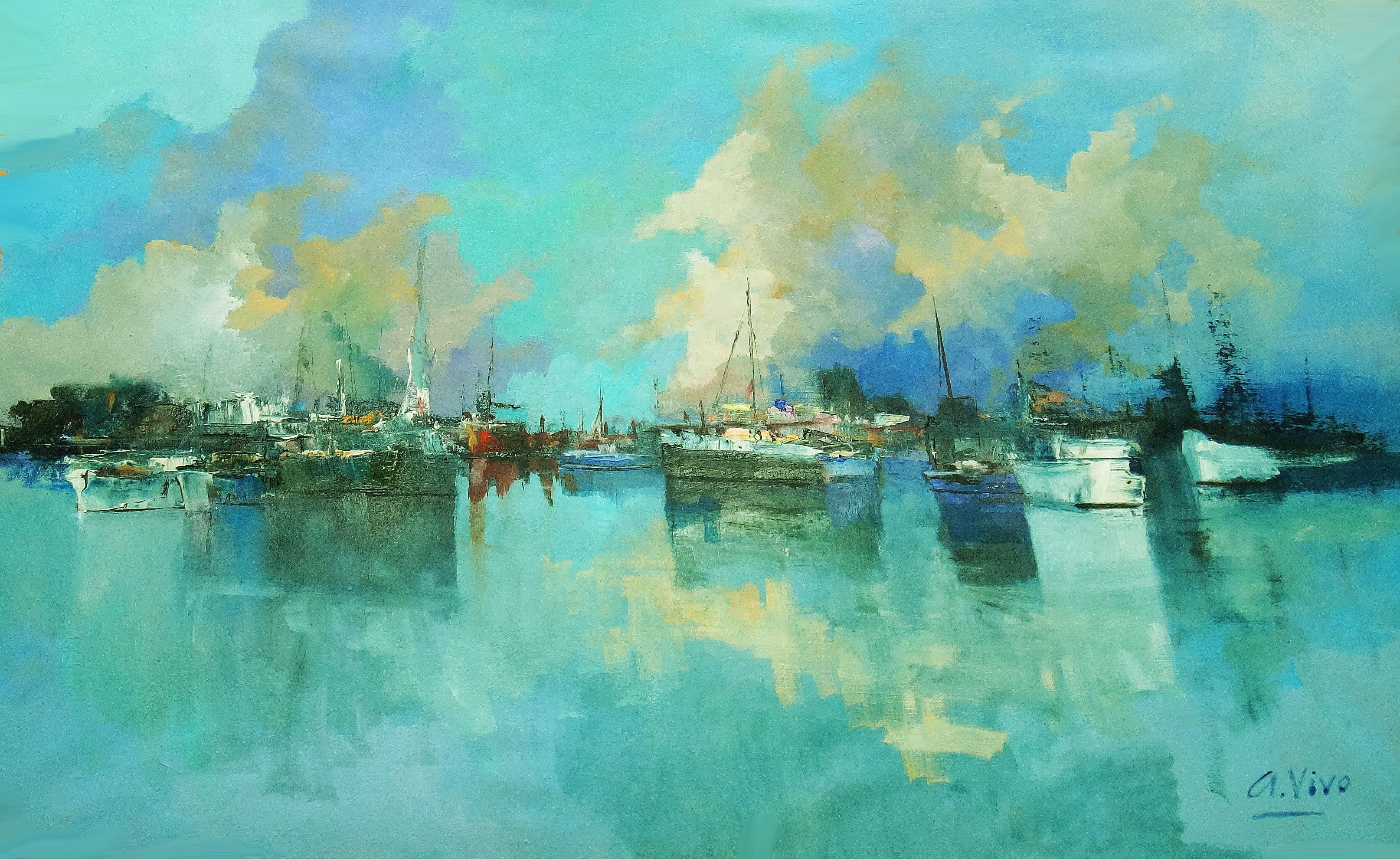 Canadian Vancouver. Seascape painted near Victoria island :: Painting :: Impressionist :: This piece comes with an official certificate of authenticity signed by the artist :: Ready to Hang: No :: Signed: Yes :: Signature Location: low right ::