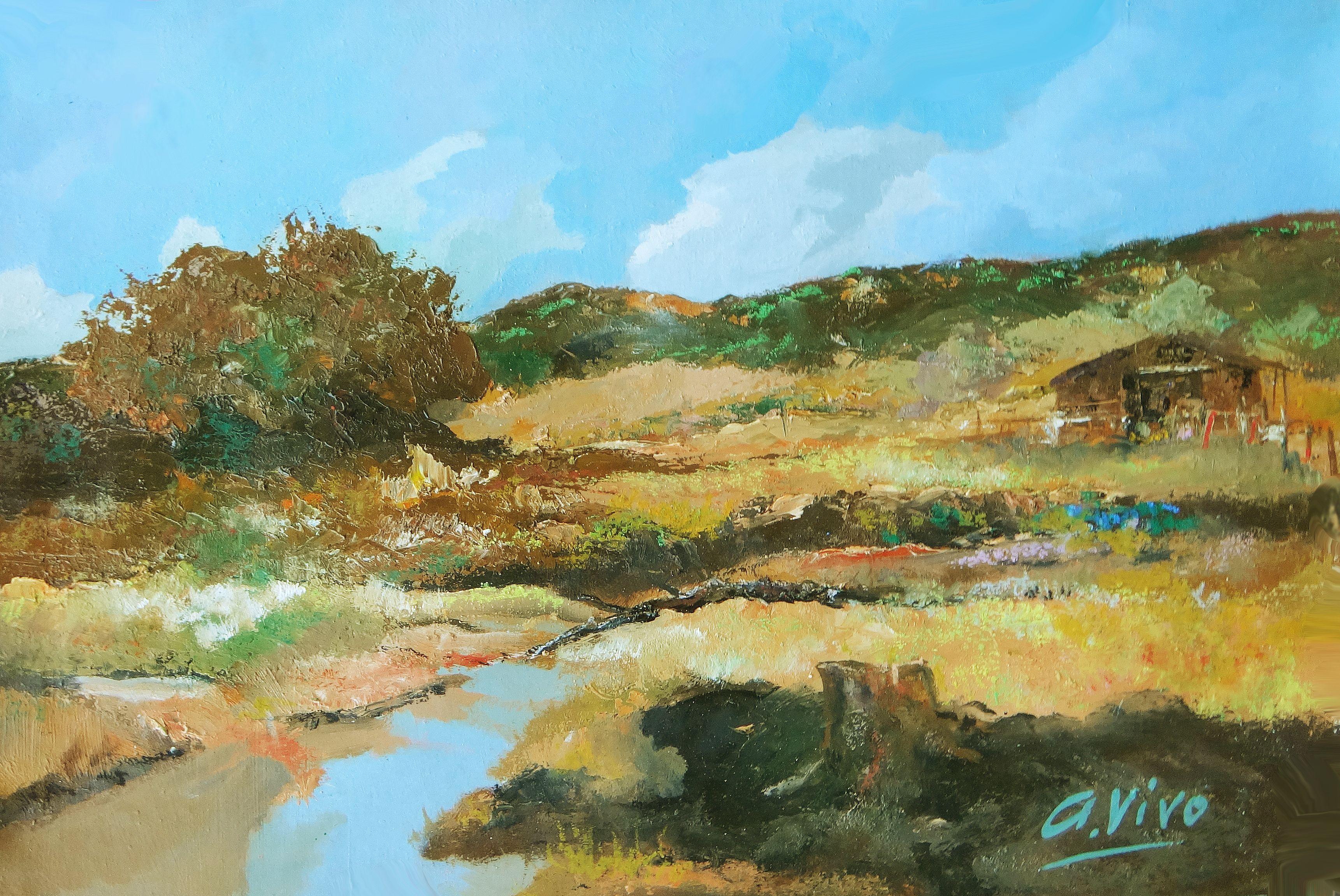 Andres Vivo Landscape Painting - 4803 En el bajo, Painting, Oil on Canvas