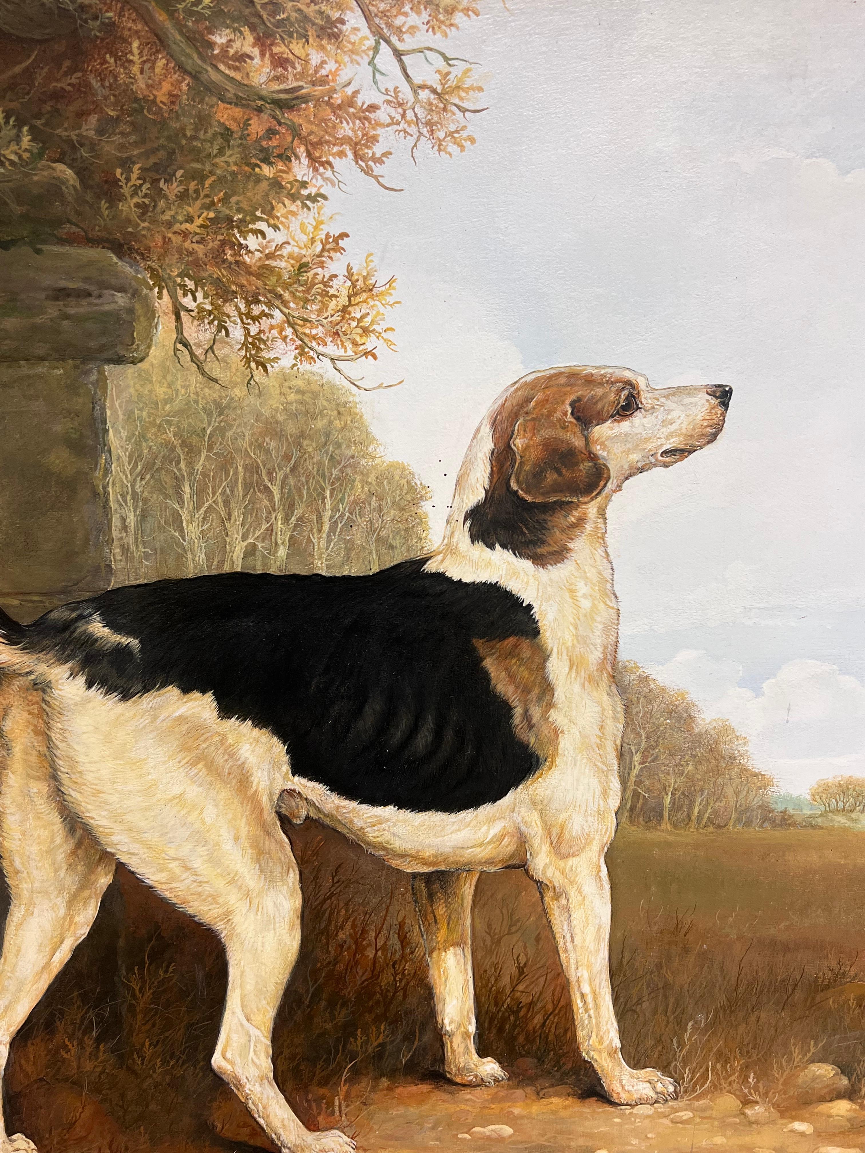 Gran cuadro al óleo British Sporting Art Country House Retrato de sabueso de caza en venta 6