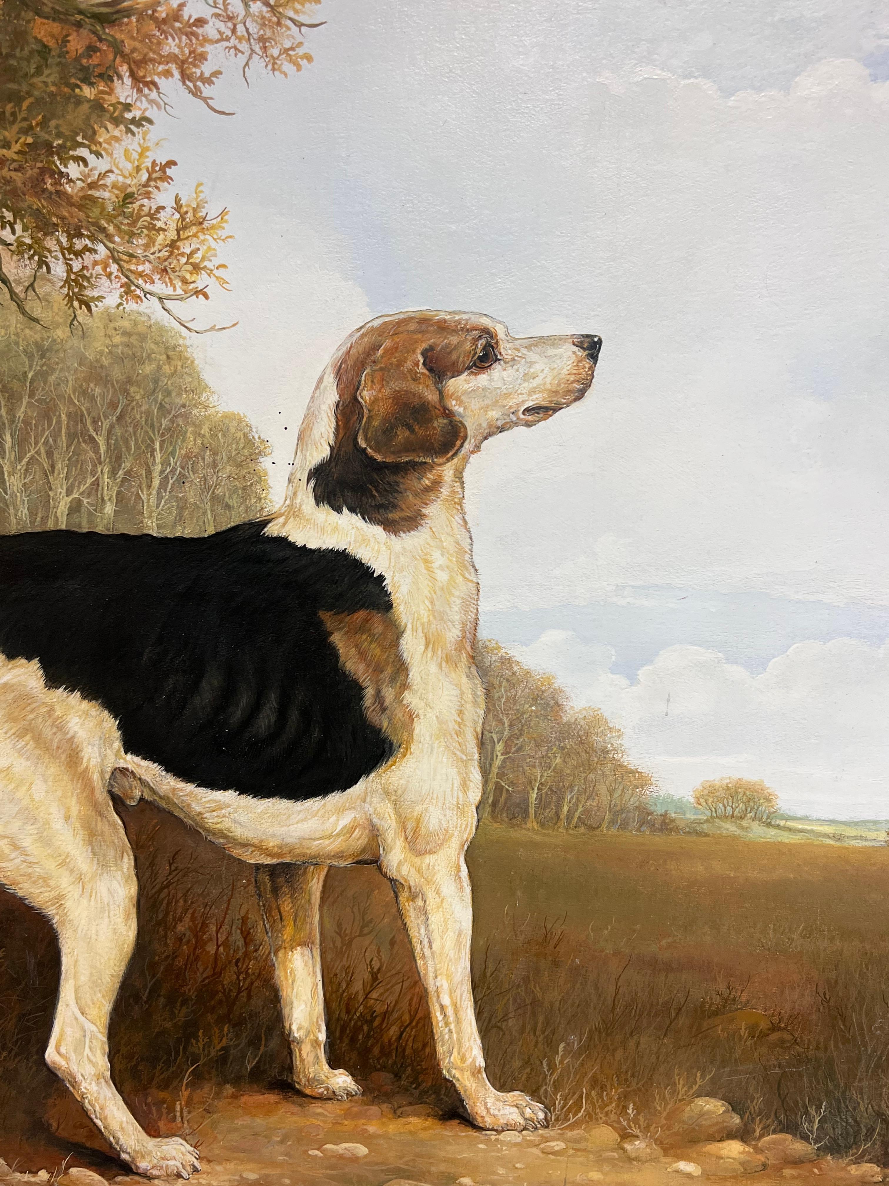 Gran cuadro al óleo British Sporting Art Country House Retrato de sabueso de caza en venta 8