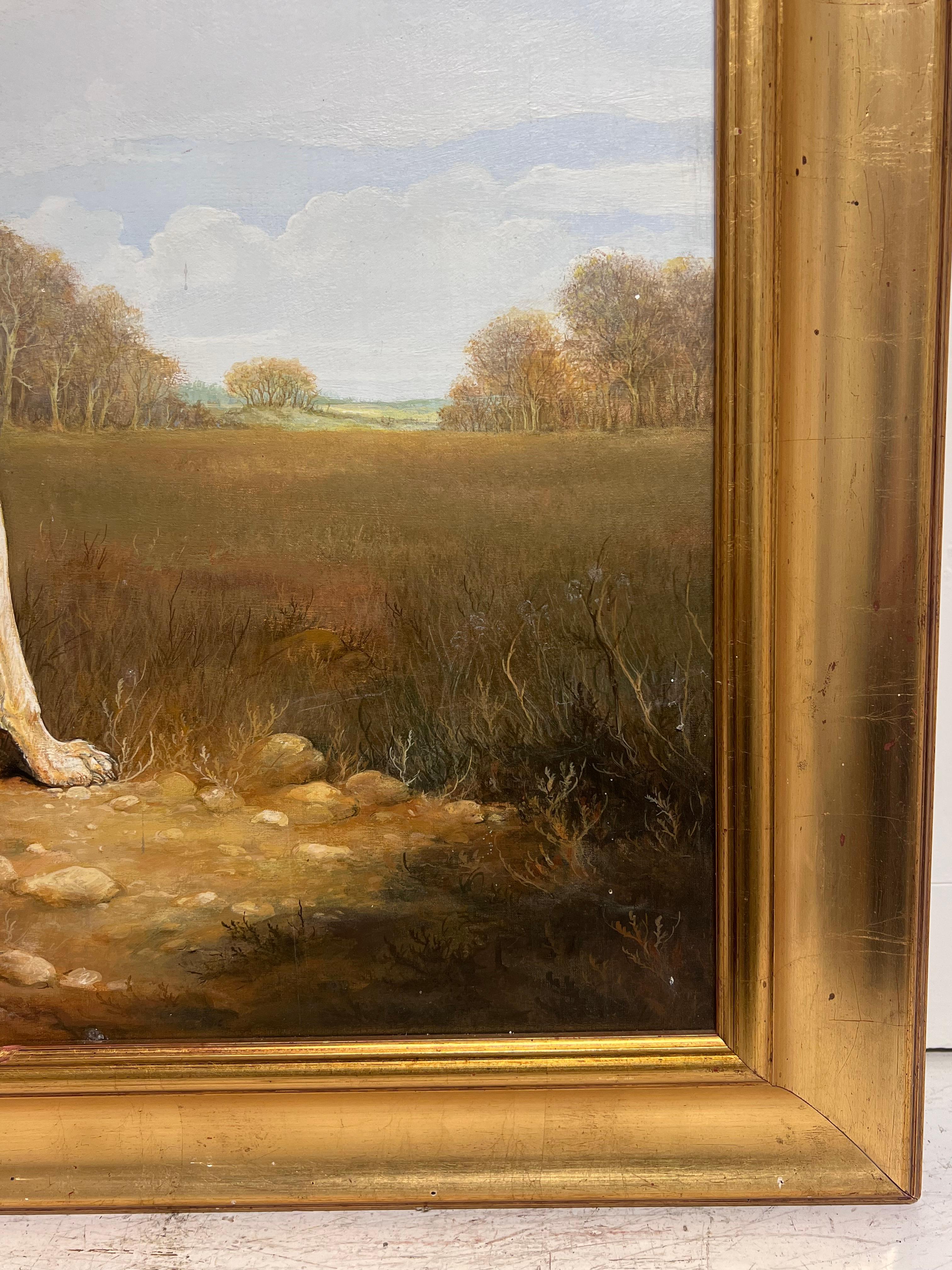 Gran cuadro al óleo British Sporting Art Country House Retrato de sabueso de caza en venta 9