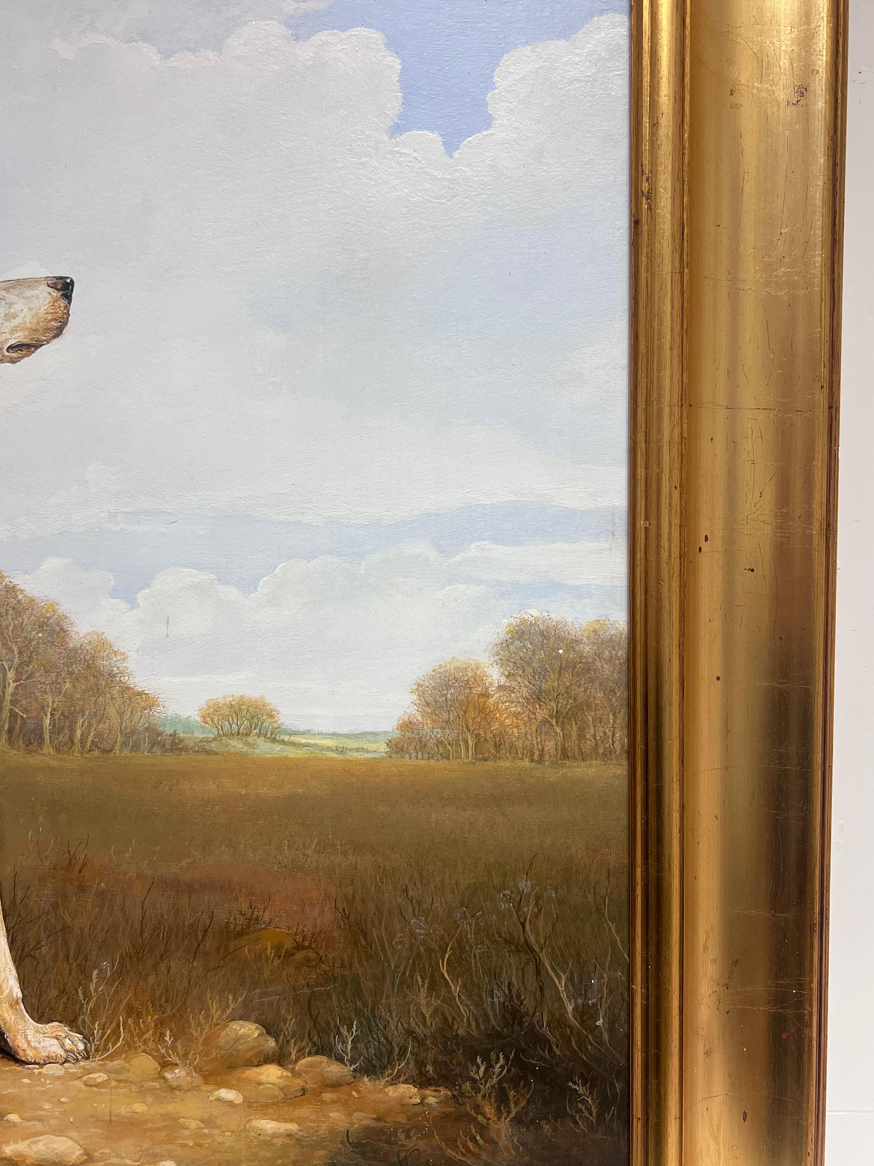 Gran cuadro al óleo British Sporting Art Country House Retrato de sabueso de caza - Painting Escuela inglesa de Andrew Alexander